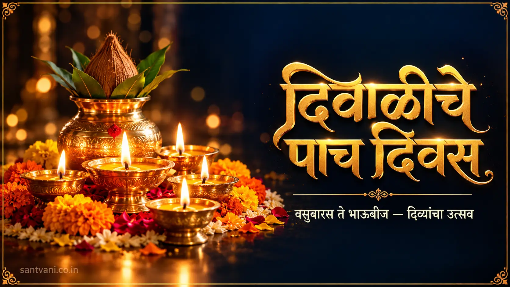 दिवाळीचे पाच दिवस वसुबारस ते भाऊबीज दिवे रांगोळी लक्ष्मीपूजन