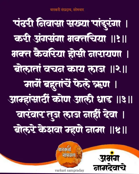 पंढरी निवास सख्या पांडुरंगा अभंग