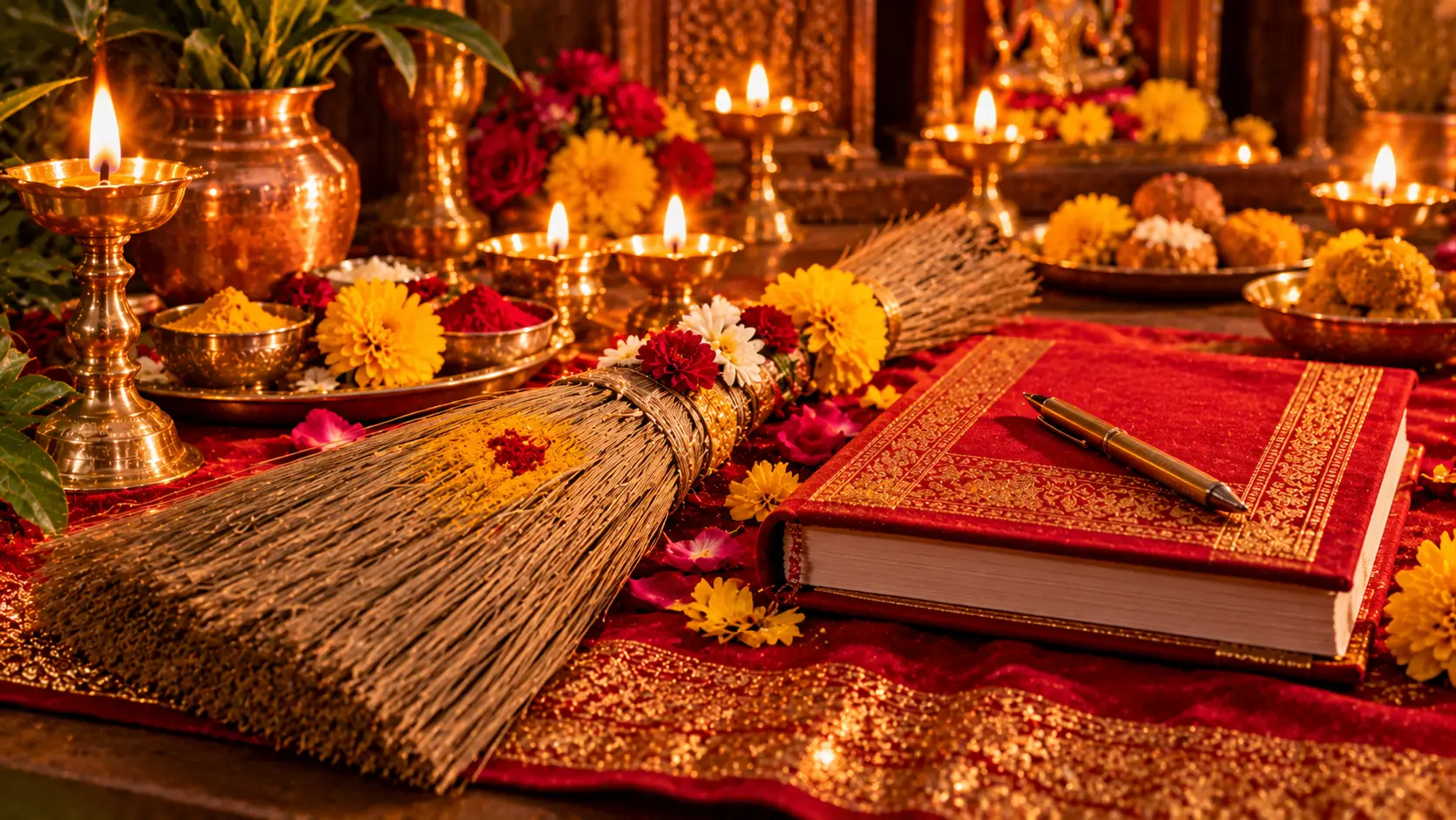 लक्ष्मीपूजनात केरसुणी आणि वही-पूजन