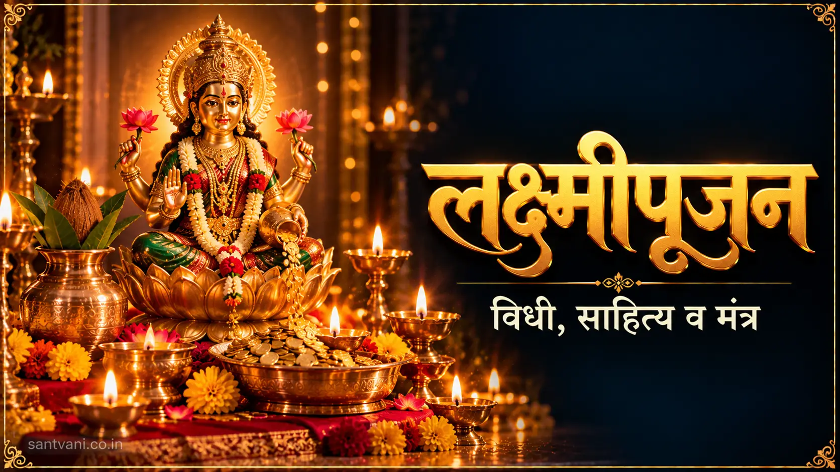 लक्ष्मीपूजन विधी पूजा थाळी कलश दिवे लक्ष्मी कुबेर