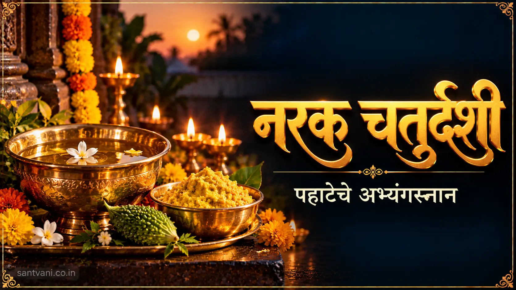 नरक चतुर्दशी अभ्यंगस्नान उटणे कारीट दिवे