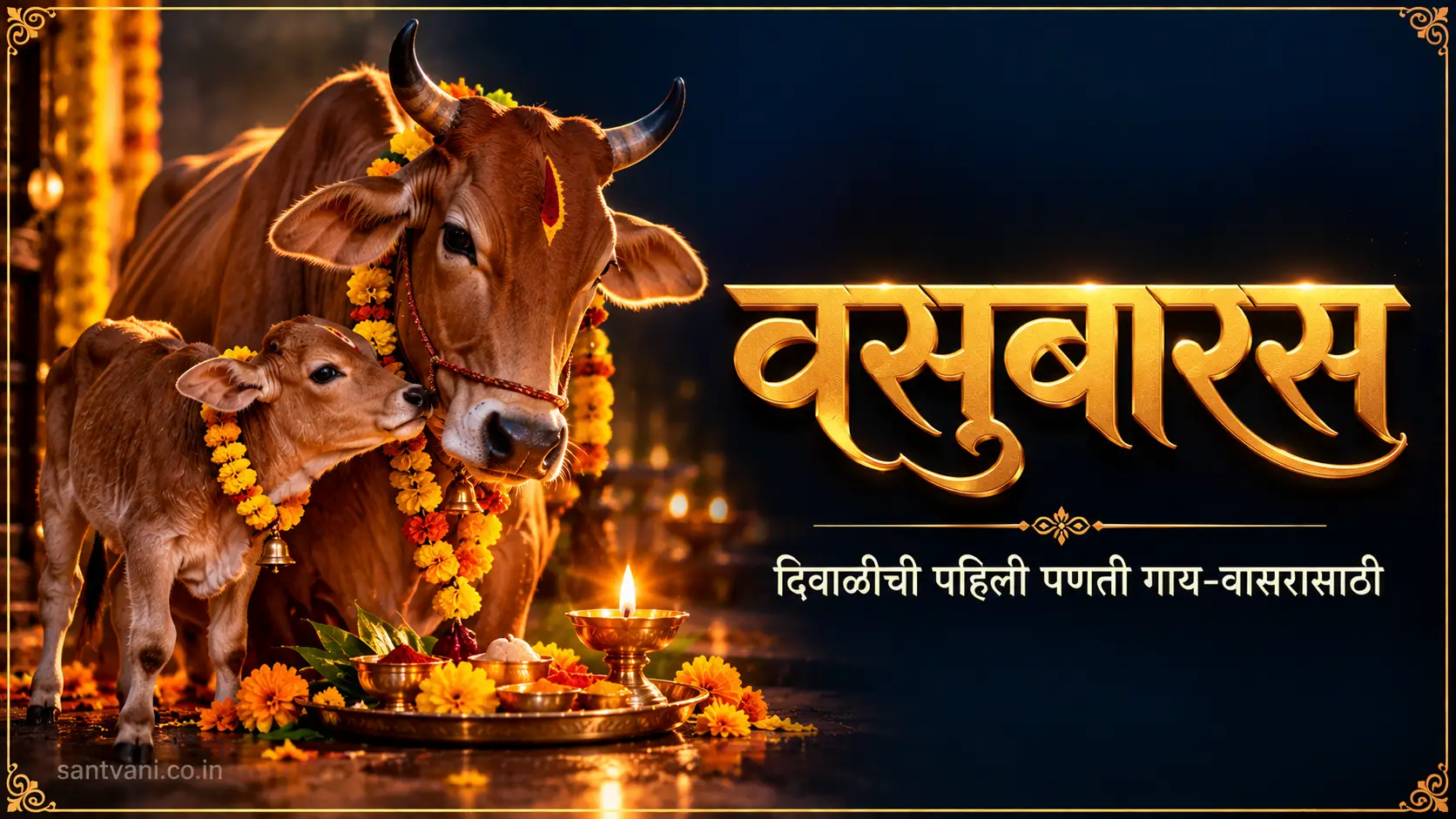 वसुबारस गोवत्स द्वादशी गाय वासरू पूजा दिवाळीची पहिली पणती